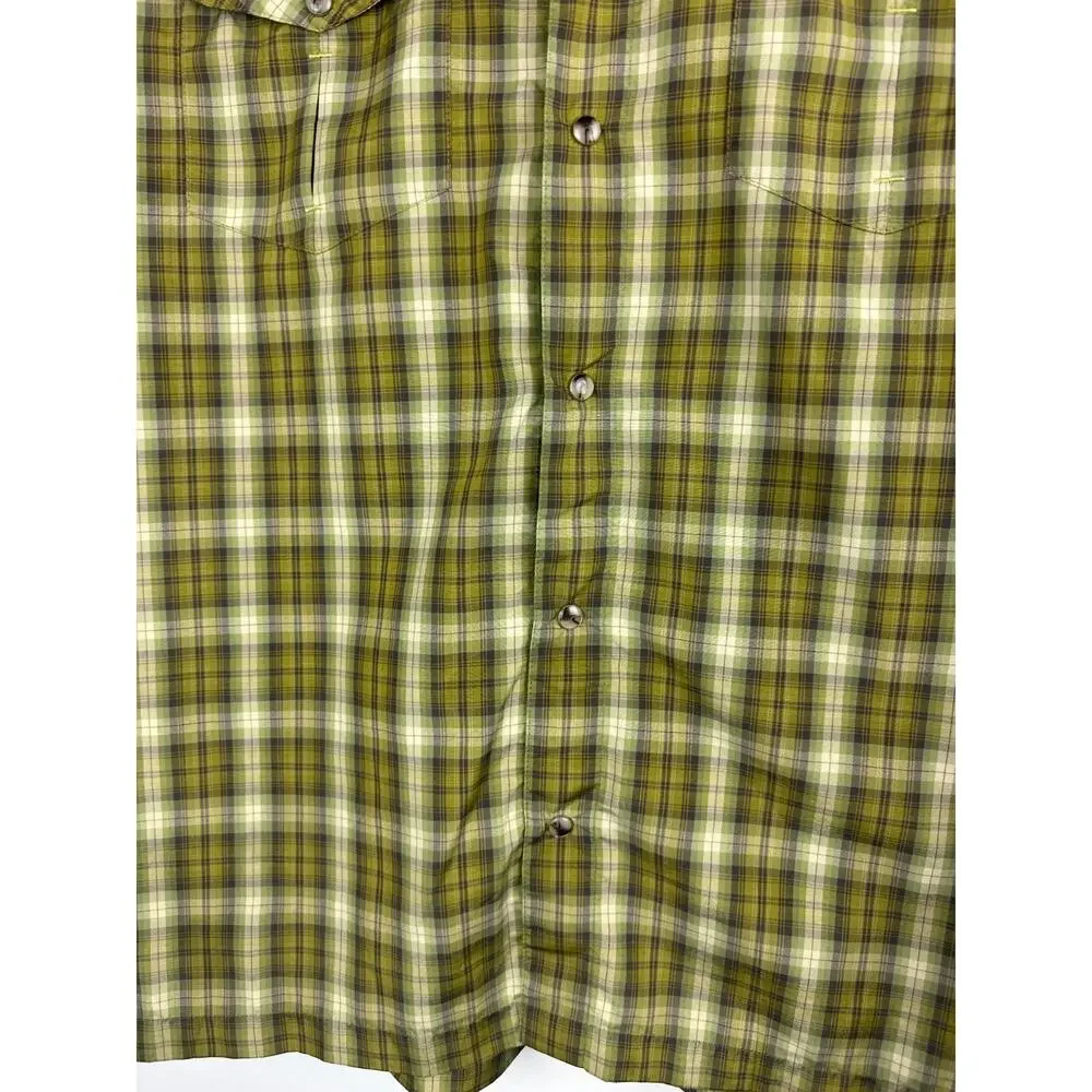 Kuhl Mountain Grown Outdoor Short Sleeve Green Plaid Pearl Snap Shirt Men's XL - Picture 5 of 9